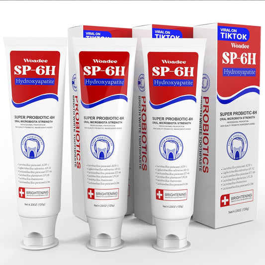 Woadee SP-6 Hydroxyapatite Toothpaste, SP-6 Probiotic Whitening Toothpaste,6 Probiotics+Hydroxyapatite Formula for Teeth Whitening, Strengthening and Enamel Protection，Mint Flavor, Fresh Breath (3)