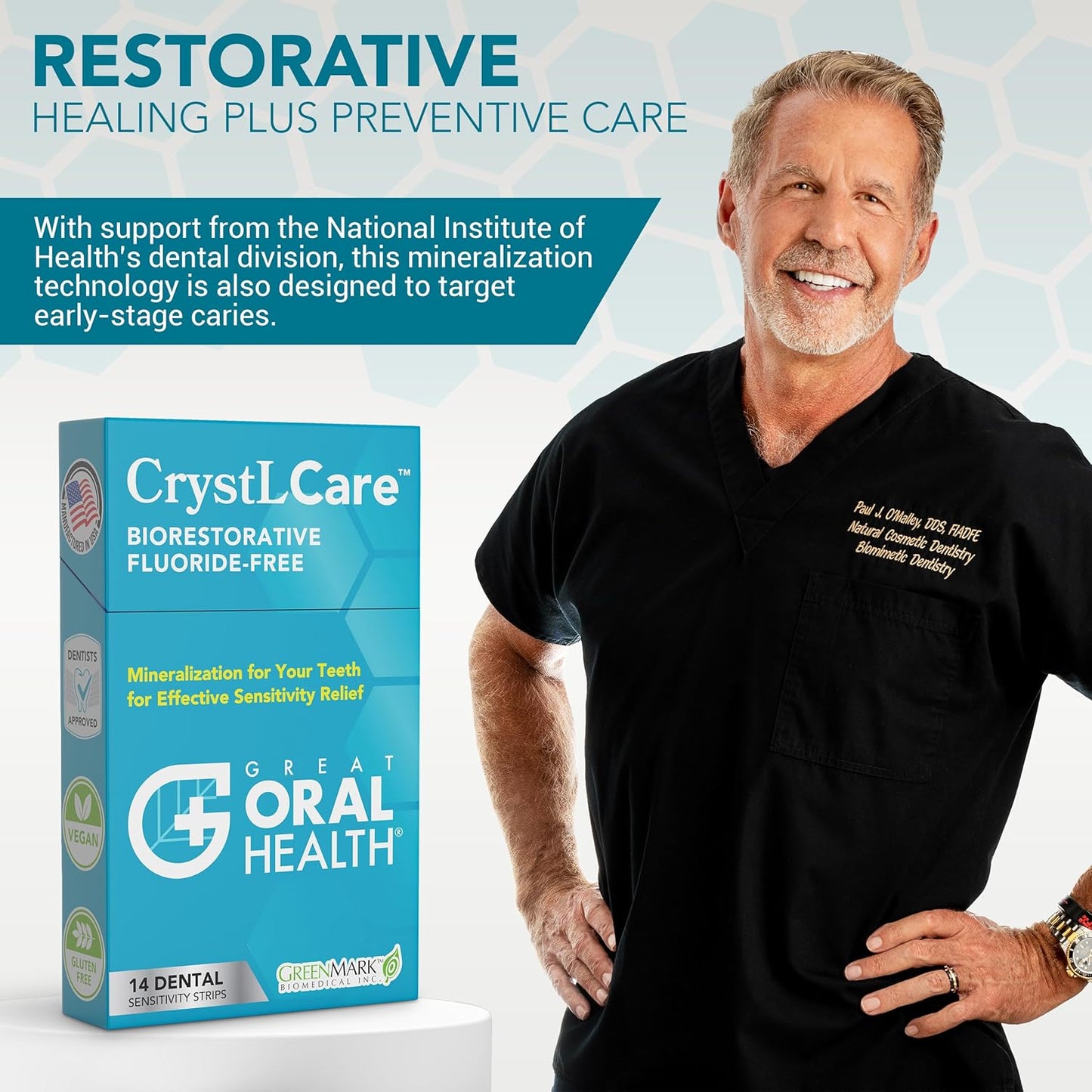 CrystLCare Tooth Sensitivity Treatment for Lasting Relief for Adults & Kids – Sensitive Teeth Dental Strips for Nano Hydroxyapatite Enamel Remineralization & Sensitive Tooth Enamel Repair (14 Count)