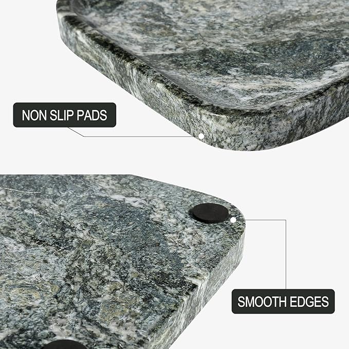 Koville Marble Tray, 12"x8" Natural Marble Vanity Tray for Countertop Bathroom Kitchen Dresser, Decorative Catchall Trays for Perfume Jewelry, Rectangular Stone Serving Tray(Green)