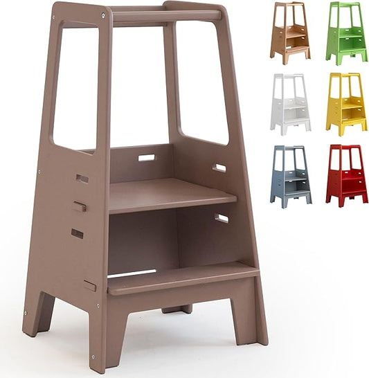AVDAR Toddler Standing Tower Wooden Toddler Stool for Kitchen Adjustable, Winner 2023 of Contemporary Good Design, Montessori Kitchen Tools