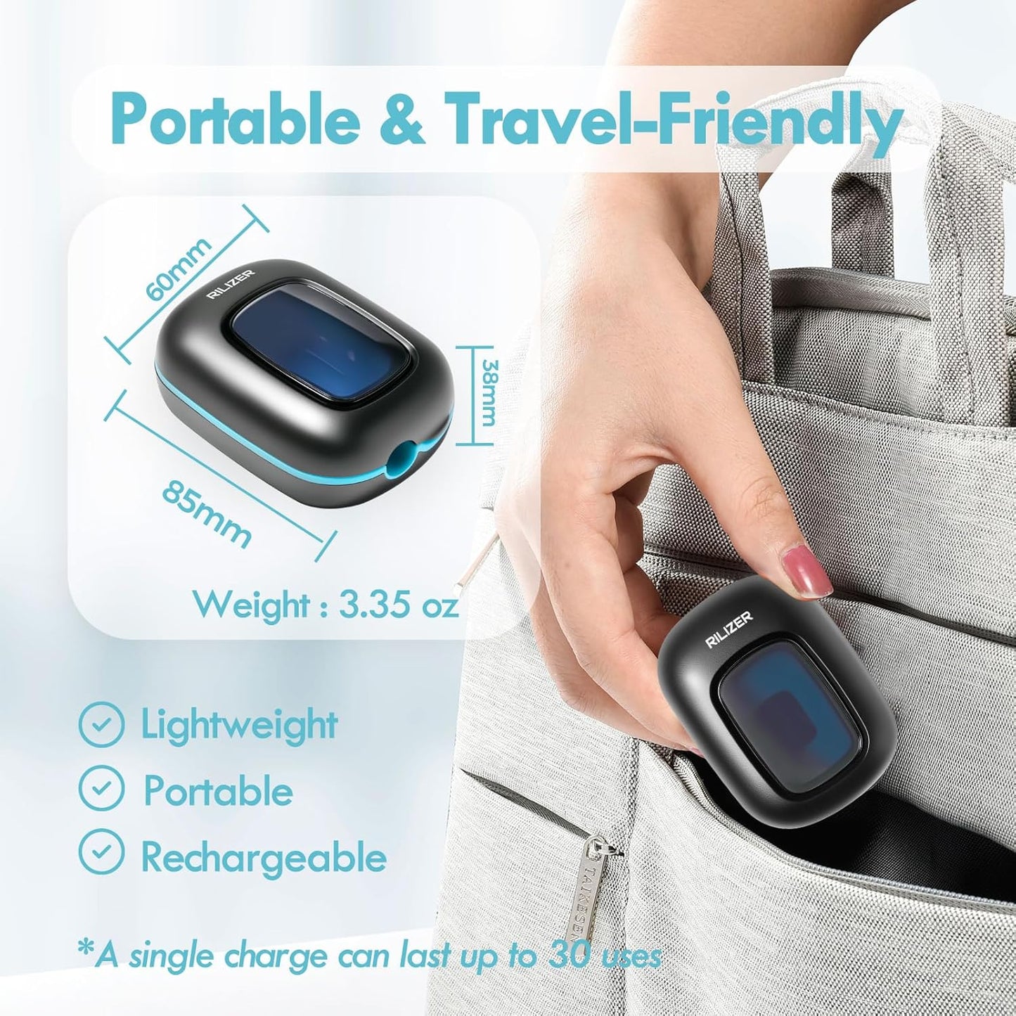 UV Toothbrush Sanitizer Cover, Rechargeable Travel Cap with Magnetic Wall Mount, Portable Cleaner for Any Size Toothbrush