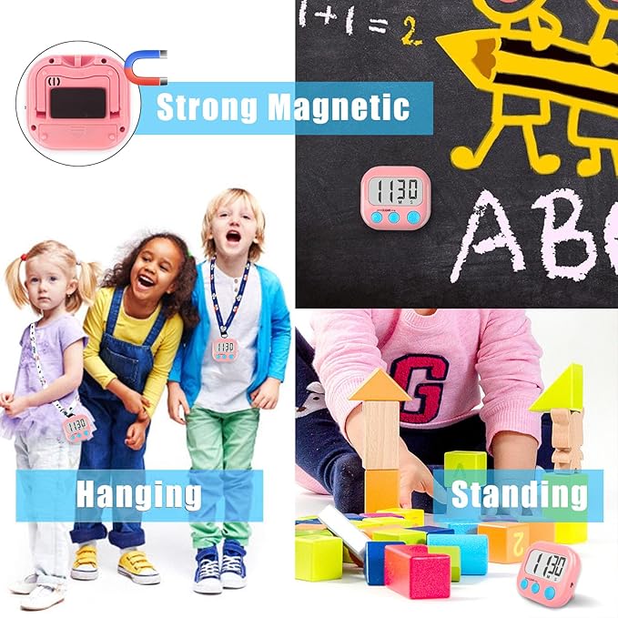 Classroom Timers for Teachers Kids Large Magnetic Digital Timer Teacher Supplies 24 Pack-Blue Pink
