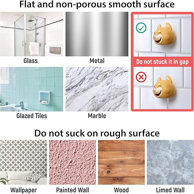 Hoobbe Animal Toothbrush Holder, Kids Suction Toothbrush Holder with Mirror/Glass/Wall Mounted Suction Cup, Bathroom Organizer, Accessories and Decor (Squirrel), for Kids