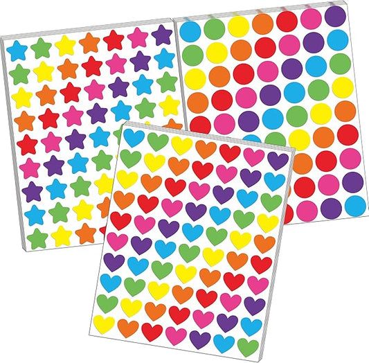 2150 Pcs Star Heart Dot Stickers for Kids Rainbow Reward Small Shape Self Adhesive Sticker for School Classroom Student Teacher Supplies Behavior and DIY Decoration