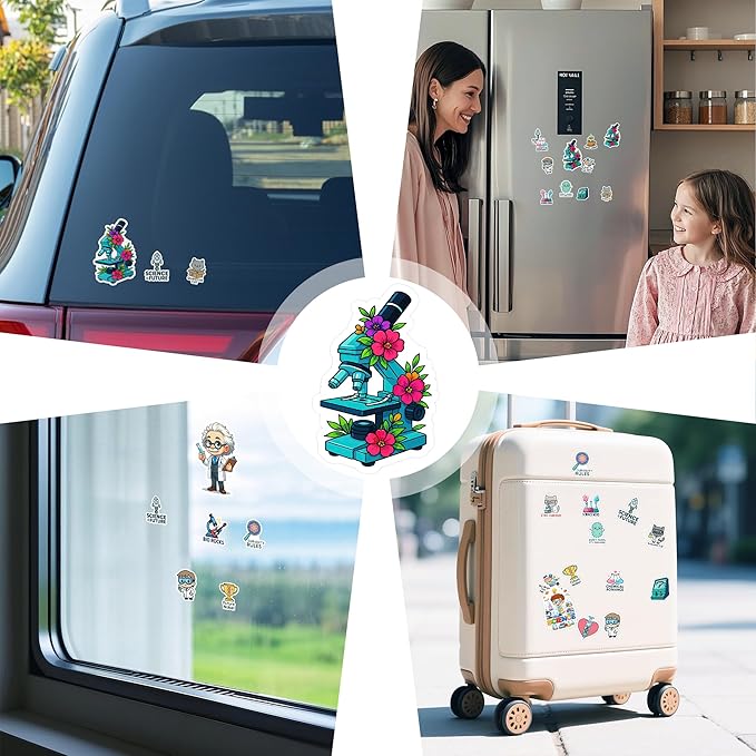 100 PCS Science Stickers Pack, Vinyl Waterproof Decals of Atoms DNA Microscopes Space Planets Math Formulas, Fun Gift for Kids Teens Adults Students Teachers Laptop Water Bottle Scrapbook