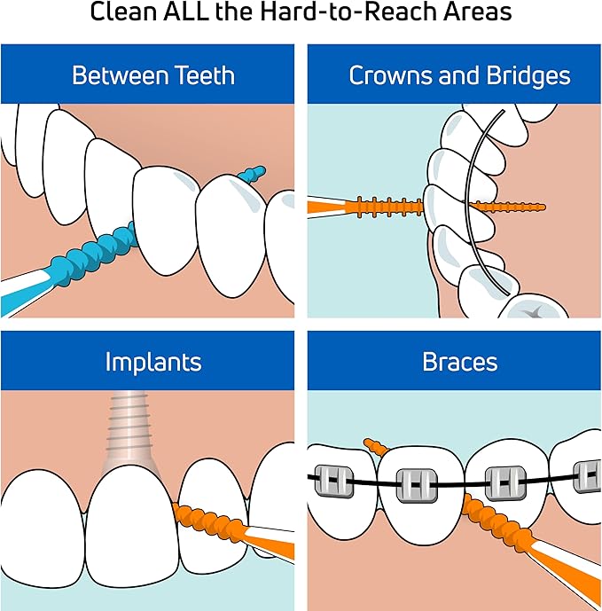 TEPE Dental Floss Picks, Tooth Picks Flossers, Floss Sticks, EasyPicks M/L, Blue, 12 Pk