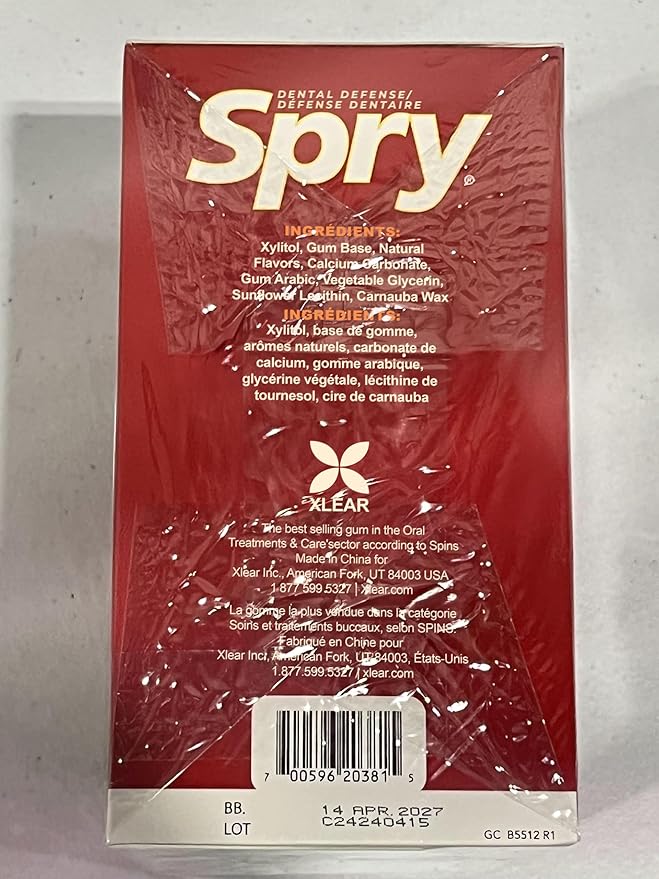 Spry On The Go Fresh Natural Xylitol Chewing Gum Dental Defense System - Aspartame-Free, Sugar-Free, Non-GMO (Cinnamon, 55 Count - Pack of 12)