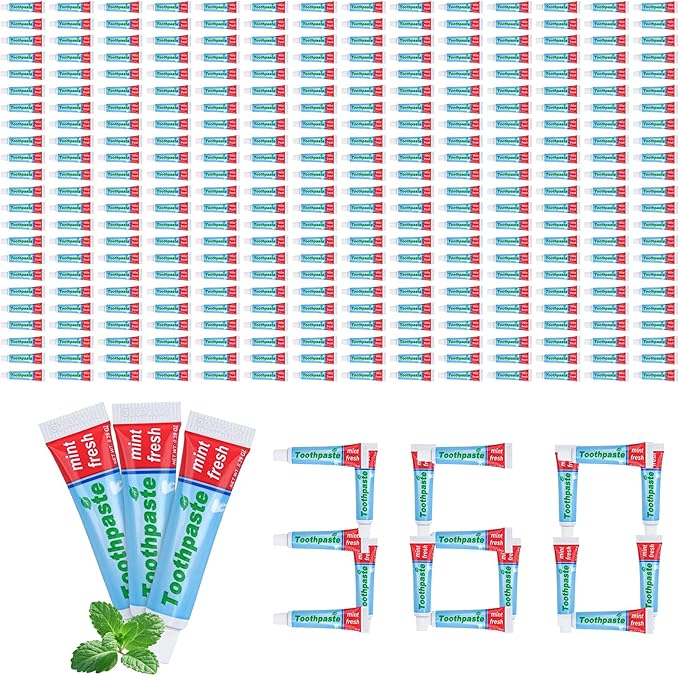 0.28oz Small Toothpaste Travel Size Bulk,Mini Toothpaste Travel,Mint Scent TSA Compliant for Hotel Camping Gym Office School Homeless 360