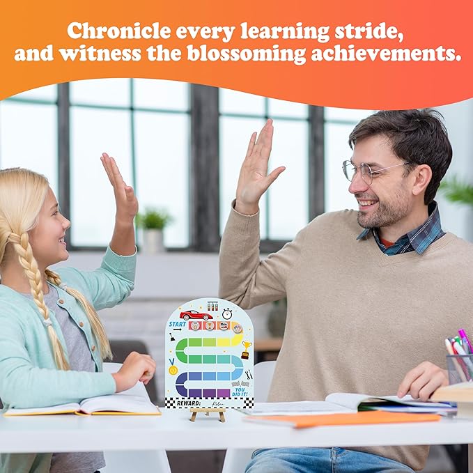 Race Theme Wooden Reward Chart, Behavior Reward Charts, Incentive Responsibility Chart for Boys Kids Toddlers Chore Homework Good Habits Assignments Attendance, 05