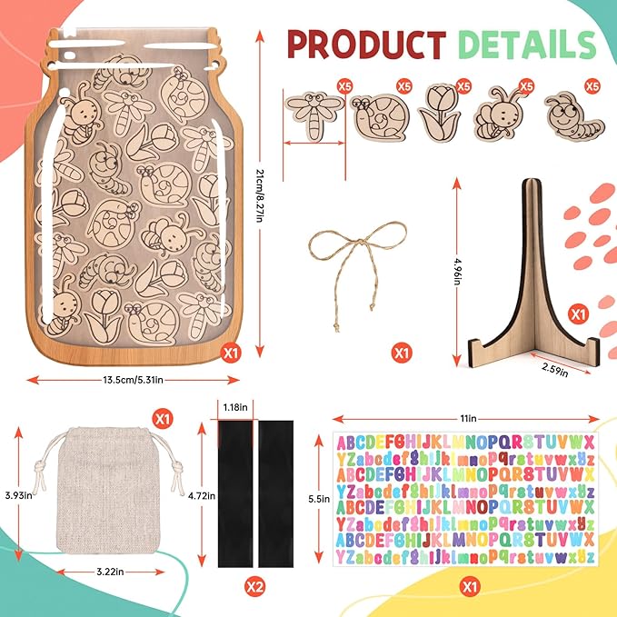 Spring Simple Strokes Reward Jars for Kids-Magnetic Reward System with Colorful Letter Stickers,Behavior Classroom Incentive Jar for Teachers Parents (Mason Jar with Stars, Kids Motivational Tool)