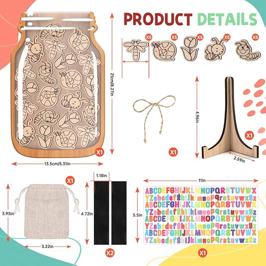 Spring Simple Strokes Reward Jars for Kids-Magnetic Reward System with Colorful Letter Stickers,Behavior Classroom Incentive Jar for Teachers Parents (Mason Jar with Stars, Kids Motivational Tool)