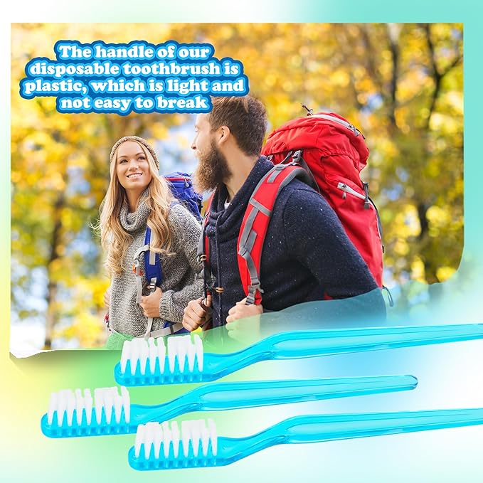 150 Pcs Prepasted Disposable Toothbrushes Aqua Blue Individually Wrapped Soft Bristle Plastic Waterless Toothbrushes Bulk for Adults Women Men Hotel Travel Homeless