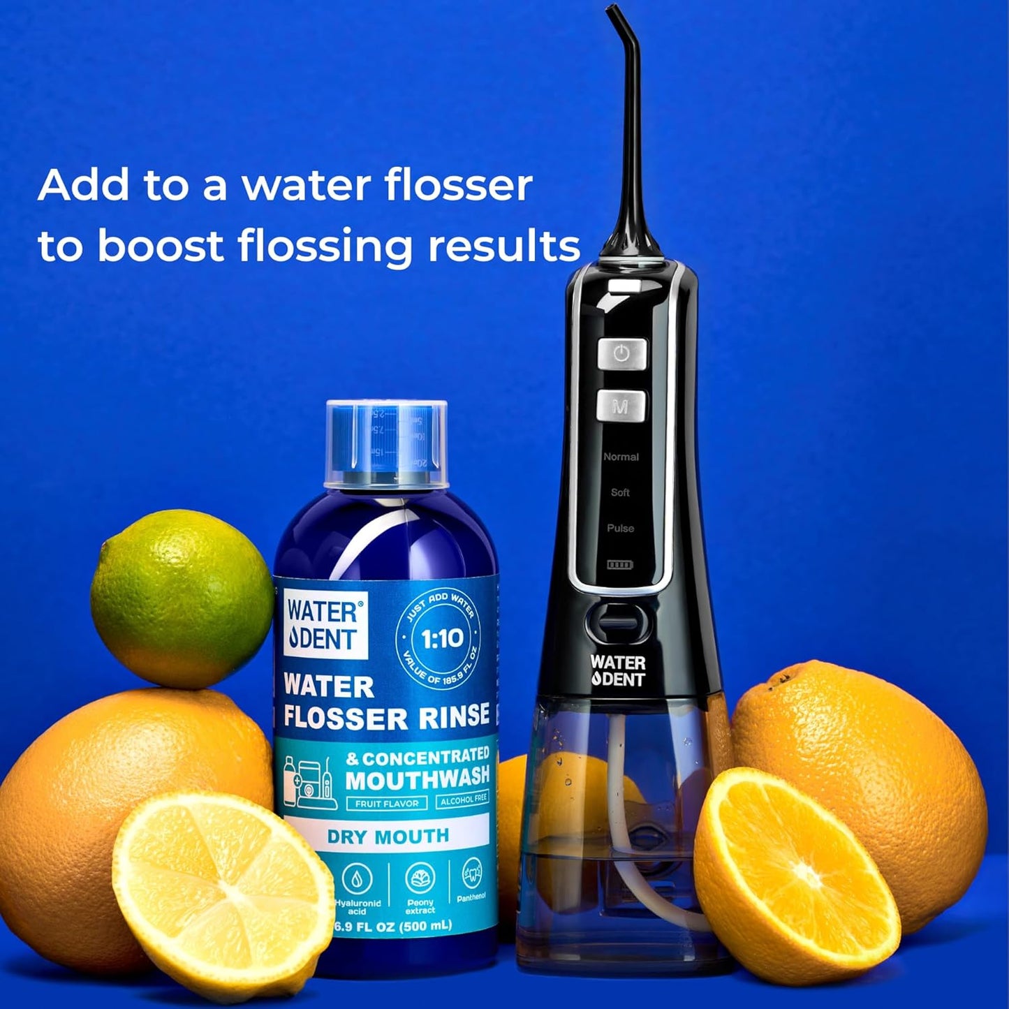 Concentrated Irrigant, Dry Mouth | Add to Water Flossers | Mild Mint & Fruit Flavor |1:10 = 186 fl.oz | Alcohol Free, Fluoride Free. Made in USA (PACK OF 2)