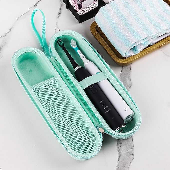 Electric Toothbrush Case, Carrier Bag for Travelling, Portable Toothbrush Carrying Case Holder Compatible with AquaSonic, Sumkyle, Oral-B iO Series, Philips Sonicare. (Green)