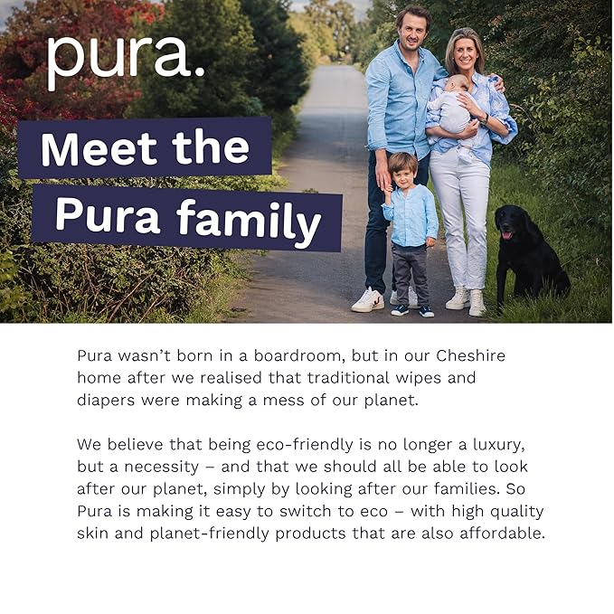Pura Natural Sensitive Baby Wipes, 99% Water, Unscented & Hypoallergenic, Suitable for Sensitive & Eczema-prone Skin, Fragrance Free & Hypoallergenic, EWG Verified, 3 x 60 per pack (180 Wipes)