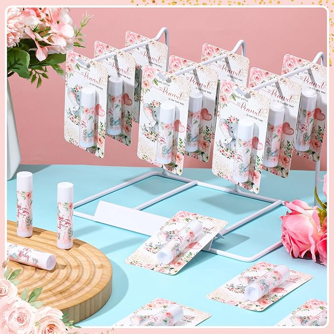 30 Pack Christmas Pink Elephant Party Baby Shower Games Prizes Bulk Lip Balms Little Peanut Party Gifts for Winners Boy Girls Gender Reveal Favors Decor Baby Shower Souvenirs Stocking Stuffers