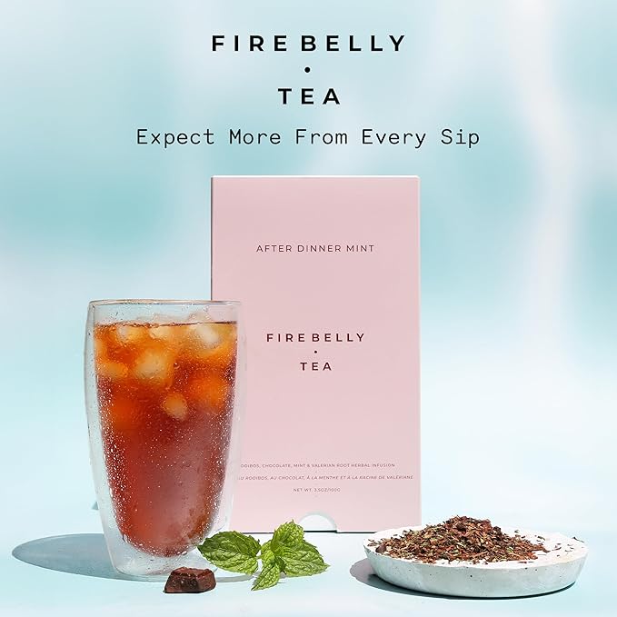 Firebelly Tea After Dinner Mint, Organic Chocolate & Mint Tea with Valerian Root for Sleep, Loose Leaf Herbal Drink, Caffeine-Free, For Relaxing Nighttime, 3.5 oz, Pack of 1