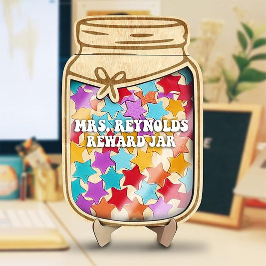 Personalized Reward Jars for Kids - Magnetic Reward Jar for Classroom Behavior – Incentive Jar with Stars for Teachers & Kids – Class Rewards Chart, Potty Training, Behavior Management, Style 03