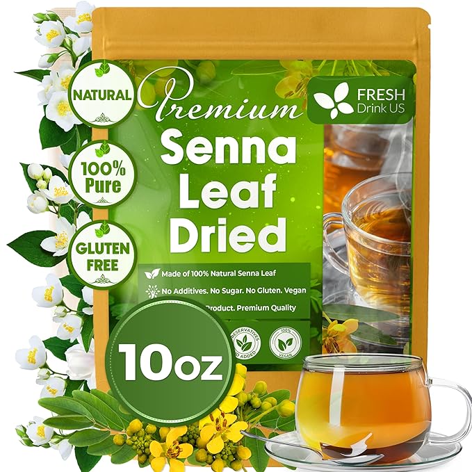 FreshDrinkUS, Permium 10oz Senna Leaves, 100% Natural & Pure from Senna Leaves, Senna Leaf Tea, Senna Loose Leaf Herbal Tea, No Additives, No Caffeine, Vegan
