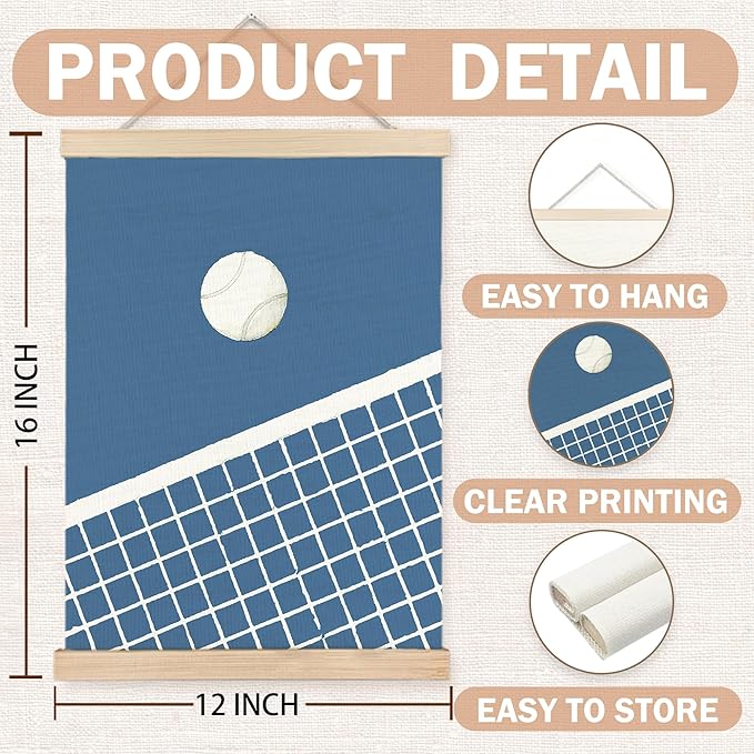 FDHSPAAM Tennis Ball Wall Art Decor, Sports Posters, Tennis Lover Player Gifts Wall Art Posters for Boys Bedroom Gym Sports Room Man Cave, 12x16 Inch Set of 2