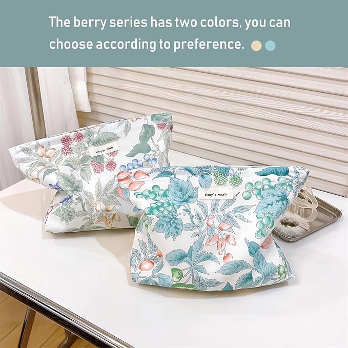 STARDW Aesthetic Floral Makeup Bag Cute Small Cosmetic Bags for Women Girls, Travel Toiletry Bag Large Capacity Zipper Makeup Pouch, Purse Organizer Pouches