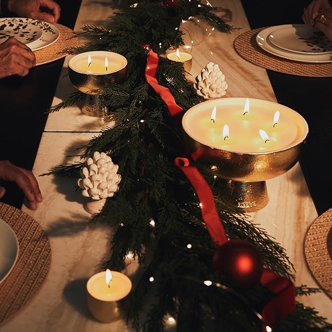 2025 Gold Holiday Candle | Joy - Black Plum & Cassis (Giant), Refillable Wellness, Essential Oil, Sustainable, Hand Finished, Hand Poured, Premium, Luxury Ceramic, Natural Cotton Wick, Soy-Wax Blend