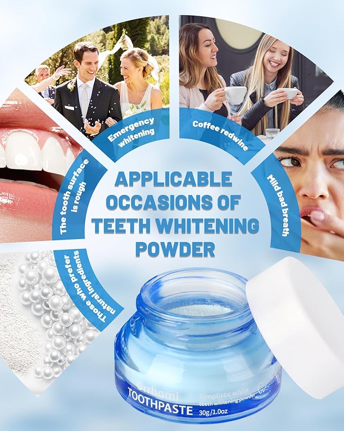 Teeth Whitening Powder, Toothpaste Whitening Powder Stain Removal Without Sensitivity, Natural Teeth Whitener Refreshing Mint Flavor Breath Freshener