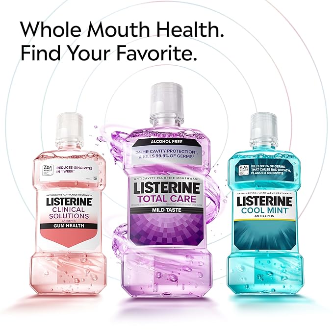 Listerine Gum Therapy Antiplaque & Anti-Gingivitis Mouthwash, ADA Accepted Oral Rinse Helps Reverse Early Gingivitis Signs Like Bleeding Gums, 4X Healthier Gums in 3 Weeks vs Brushing Alone, Mint, 1 L