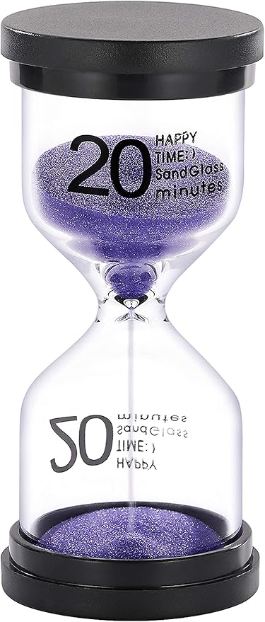 SuLiao 20 Minute Sand Timer Hourglass：Colorful Small Purple Sand Clock 20Min, Plastic Sandglass for Kids, Games, Decorative, Classroom, Kitchen, Toothbrush Timer