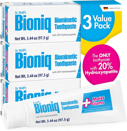 Bioniq Plus Biomimetic Toothpaste with 20 Percent Hydroxyapatite for Teeth and Gums I Clinically Tested I 3.44 oz (Pack of 3)