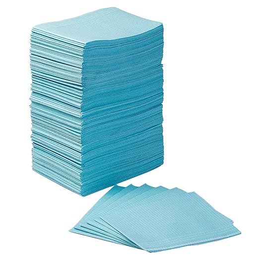 JMU 125 Pack Dental Bibs, 3-Ply Disposable Dental Bibs 13" x 18" Patient Bibs, Blue