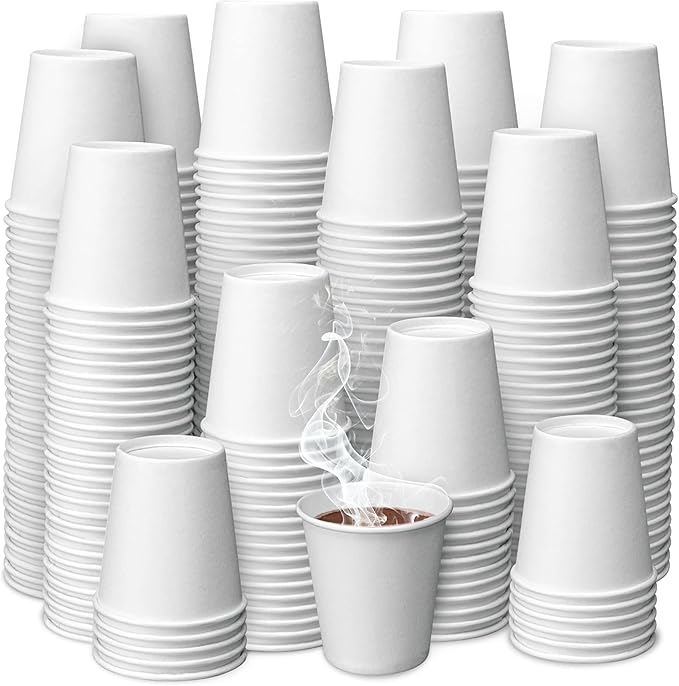 Prestee 500 Pack 3 oz Paper Coffee Cups - Hot Drinking Cups for Coffee, Tea, Snacks or Mouthwash