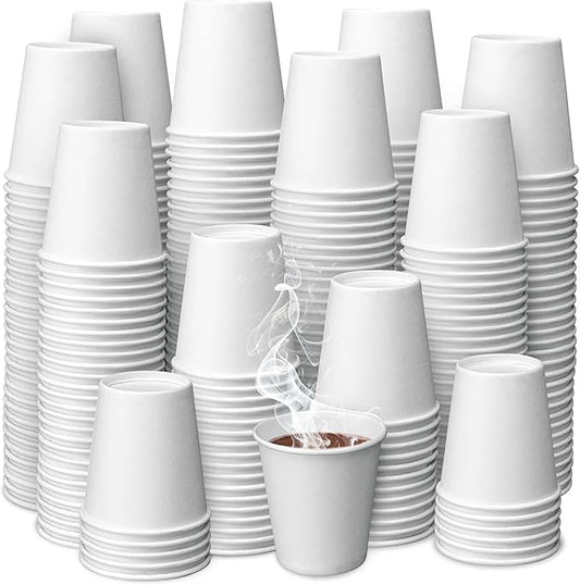 Prestee 500 Pack 3 oz Paper Coffee Cups - Hot Drinking Cups for Coffee, Tea, Snacks or Mouthwash