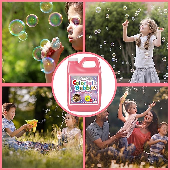 Lulu Home Concentrated Bubble Solution, 1 L/ 33.8 OZ Refill for Bubble Machines, Giant Wands, and Blowers - Up to 2.5 Gallons for Kids' Birthday Parties