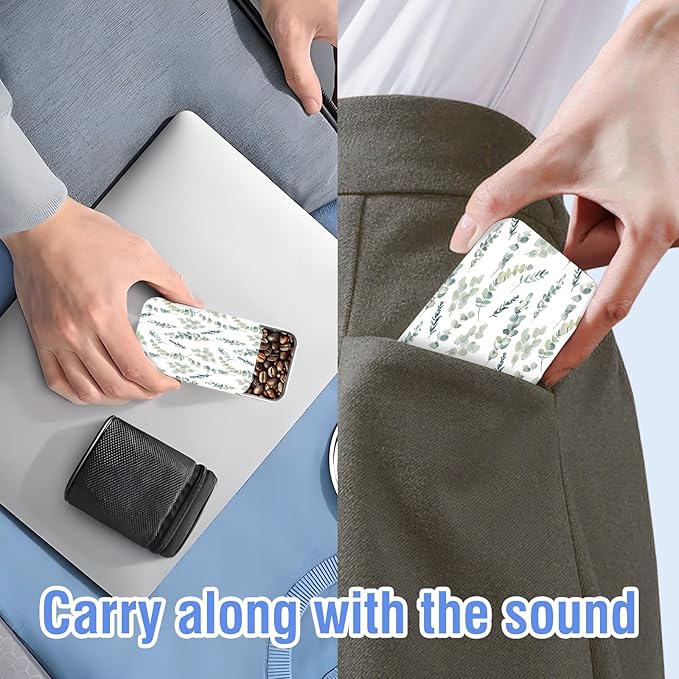 Portable Dental Floss Case, Refillable Cute Travel Floss Dispenser for Men & Women, Pocket Travel Floss Picks Case for Purse, Backpack, Bag Green Leafy Pattern