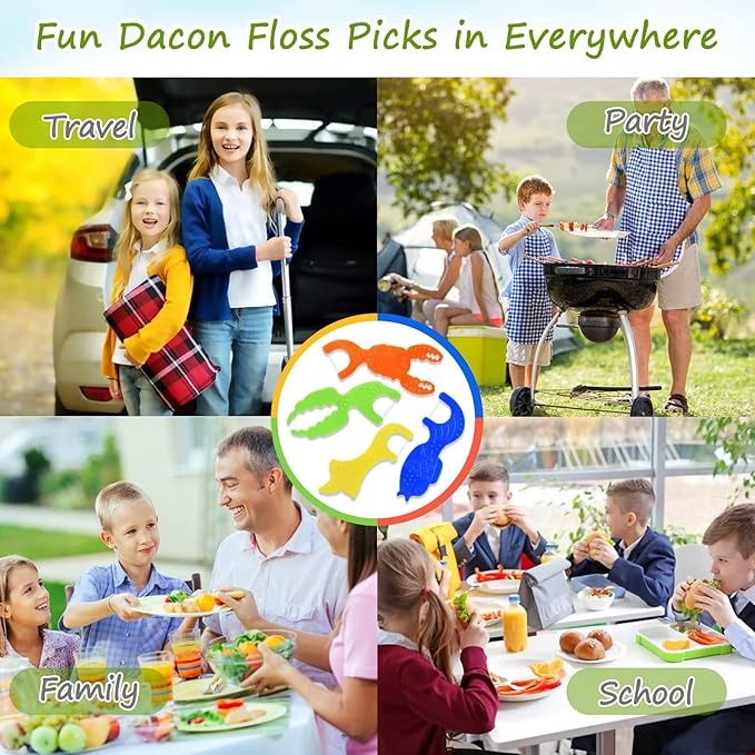 Kids Flossers, Kids Dental Floss Picks Without Fluoride, Unflavored, 4 Colors Ocean Animals Shaped Makes Flossing Fun, 50 Count (Pack of 3)