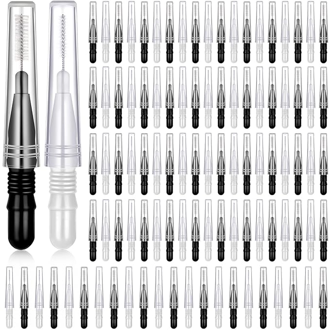 BBTO 100 Pcs Braces Dental Brush Flosser for Cleaner Interdental Brush Toothpick Tooth Flossing Head Oral Dental Toothpick Cleaners Cleaning Tool(Black, White)