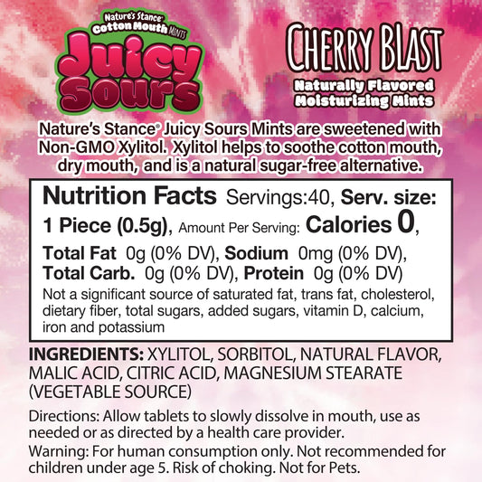 Cotton Mouth Juicy Sours – Dry Mouth Mints with Natural Xylitol | Sugar-Free Breath Mints for Dry Mouth Relief | No Artificial Sweeteners | Naturally Flavored Moisturizing Lozenges