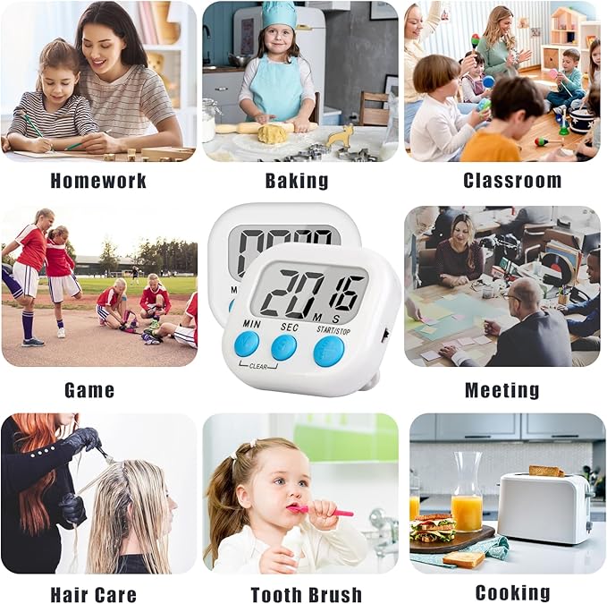 ZILLEEN Classroom Timer for Kids Teachers 4 Pack Digital Timers, White