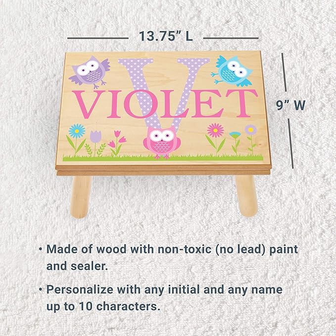 Let’s Make Memories Personalized My Own Name Step Stool - Children’s Step Stool - Sturdy Wood – Non-Toxic Paint, Sealer - Unicorn Design - White - 14’Wx9.25”Lx8.75”H - Ages 3+