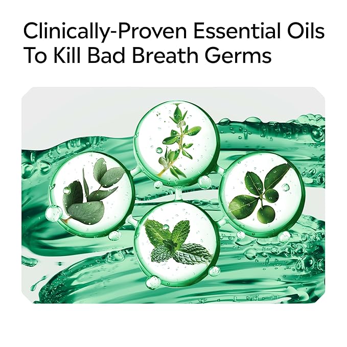 Listerine Freshburst Antiseptic Mouthwash for Bad Breath, Kills 99% of Germs That Cause Bad Breath & Fight Plaque & Gingivitis, ADA Accepted Mouthwash, Spearmint, 1 L