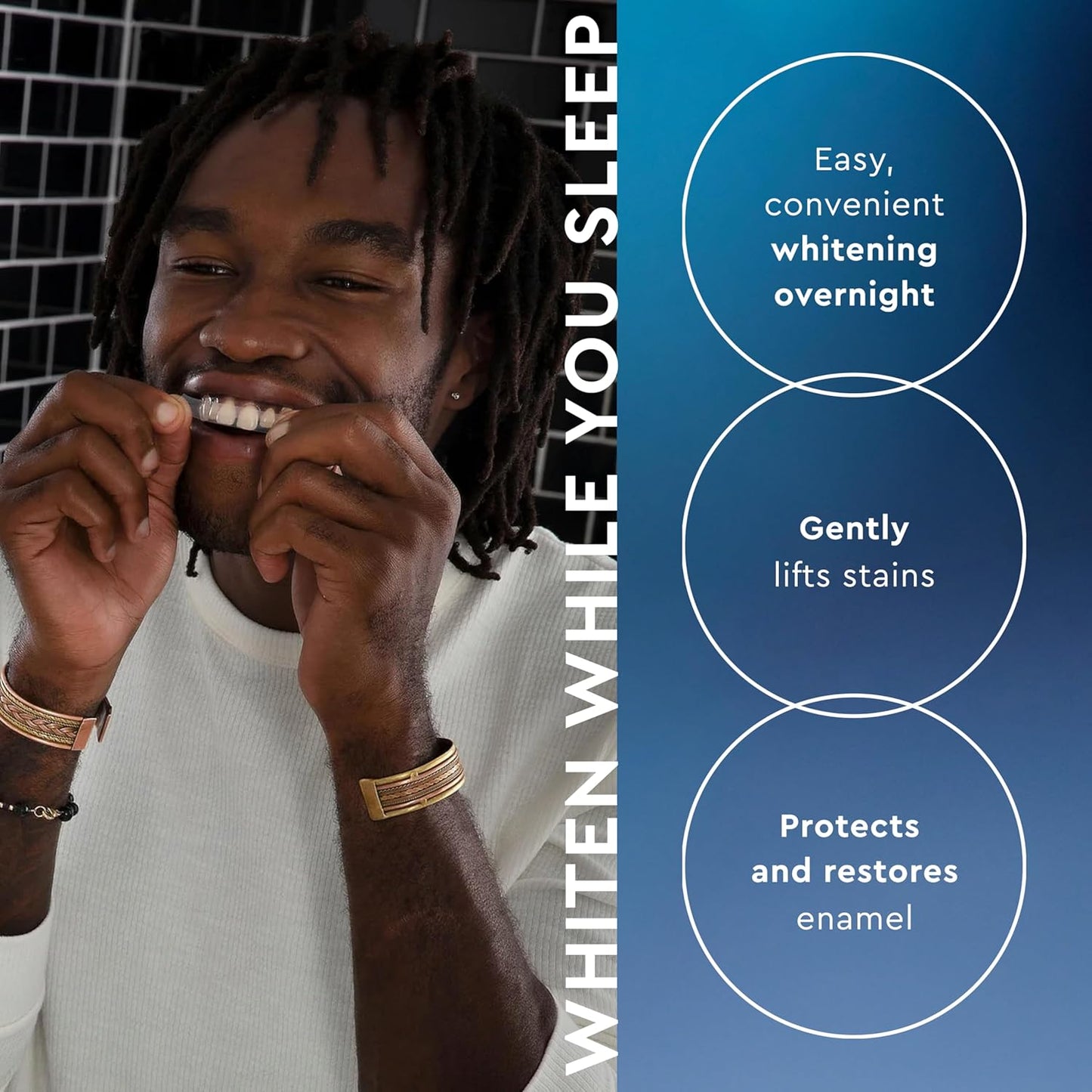 MOON Dissolving Teeth Whitening Strips, 56 No Rinse Nighttime White Strips, Midnight Mint, Enamel Pro+, Chamomile & Lavender, Whiten Sensitive Teeth up to 7 Shades in 4 Weeks, Vegan Oral Care