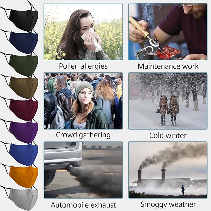 18 Pack Reusable Cloth Face Masks Washable Cotton Face Mask Adjustable Breathable Fabric Mask