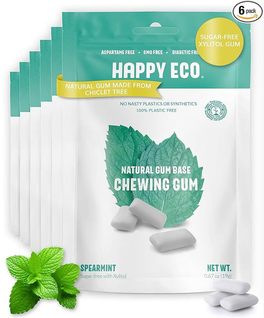 Sugar Free Natural Chewing Gum (84 Pcs) - Xylitol Gum with Stevia - Aspartame Free - All Natural Gum - Vegan, Gluten Free Keto - Spearmint