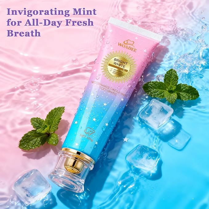 Woadee Niacinamide Whitening Toothpaste | Nicotinamide Radiant Whitening Toothpaste - Remove Tough Tooth Stains & Fresh Breath | Fluoride-Free Protects Enamel & Improves Gum Health, Mint Flavor (3)