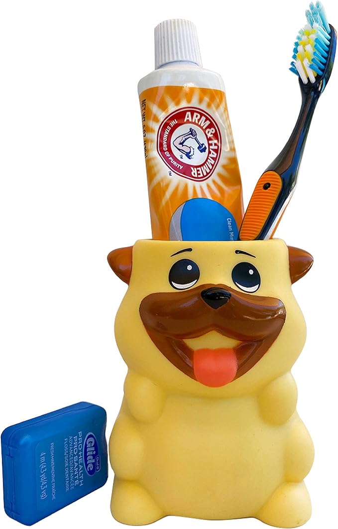 Kids Toothbrush Holder Toothbrush Organizer – Durable Silicone Animal Tooth Brush Holder – Easy to Clean Toothbrush and Toothpaste Holder – Toothbrush Holders for Bathrooms by Lily’s Home (Dog)