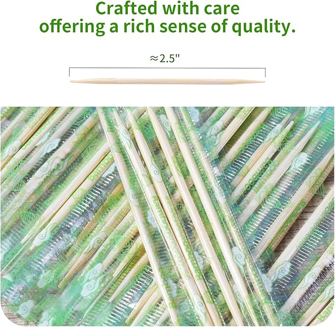 Individually Wrapped Toothpicks - AMRANKUO 5000 Count Bulk Bamboo Wooden Toothpicks | Splinter-Free, Sanitary & Portable for Travel, Restaurants, Parties | Wood Toothpicks