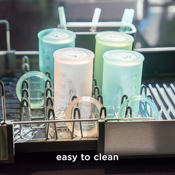 Olababy Clear View Silicone Training Cup with Straw Lid | Toddler Sippy Trainer 12mo+ | Unbreakable Water Drinking Cups for Kids 2yr+ | Baby Led Weaning & Feeding Supplies (Lemon, 9 oz)