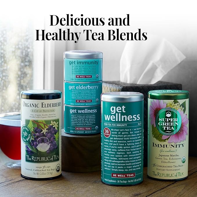 The Republic of Tea - Organic Elderberry Herbal Tea, 36 Tea Bag Tin