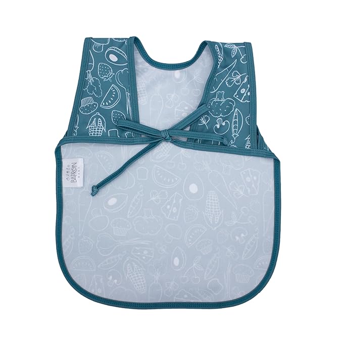 BapronBaby Neutral Foodie Bapron - No Neck Tie Safer Bib for Baby & Toddler - Soft Waterproof Stain Resistant - Machine Washable - Sz Preschool 3-5yrs